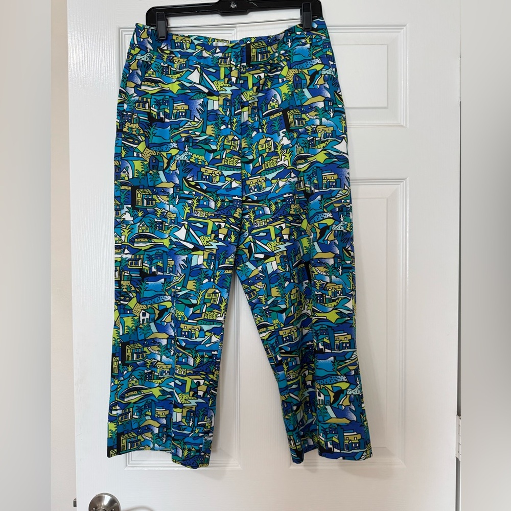 Chico’s Size 1 US 8 Cropped Pants Cotton Stretch w/ Pockets Resort Beach NWT